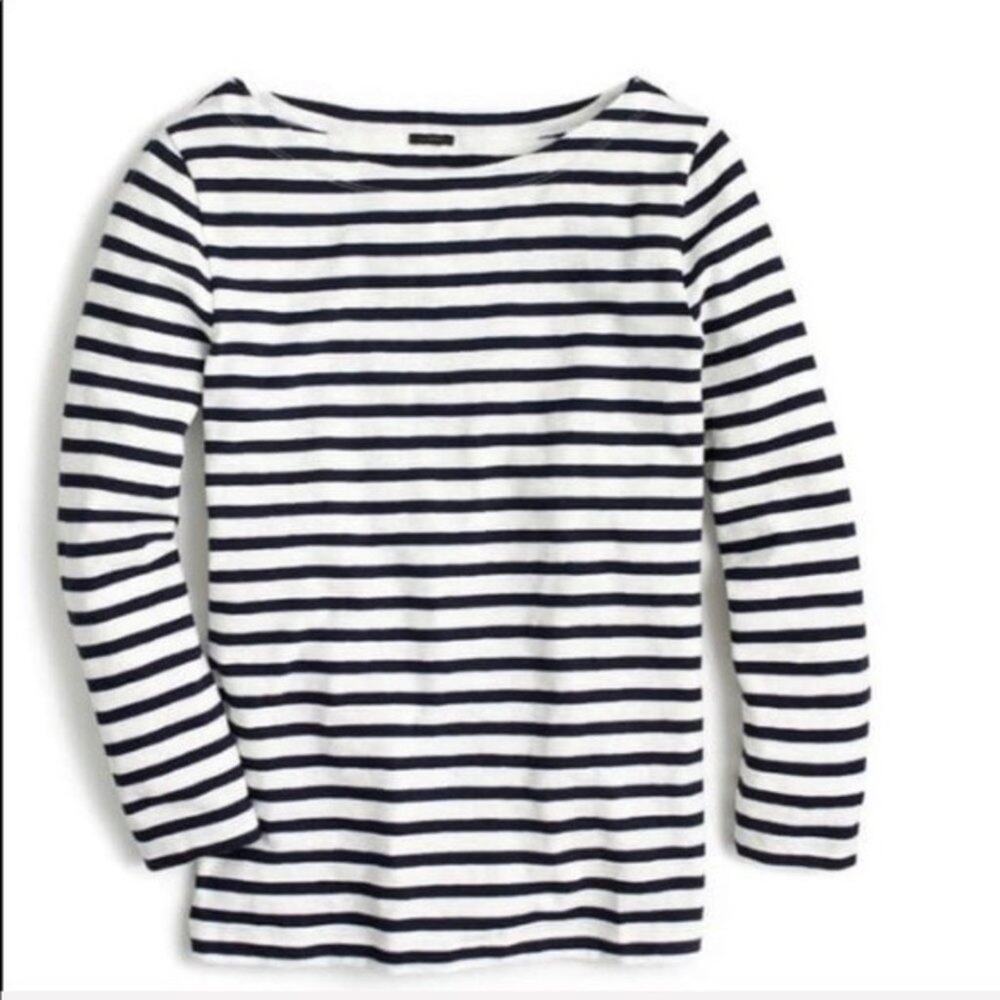 JCREW XS Boatneck Stripe Shirt Nautical Top